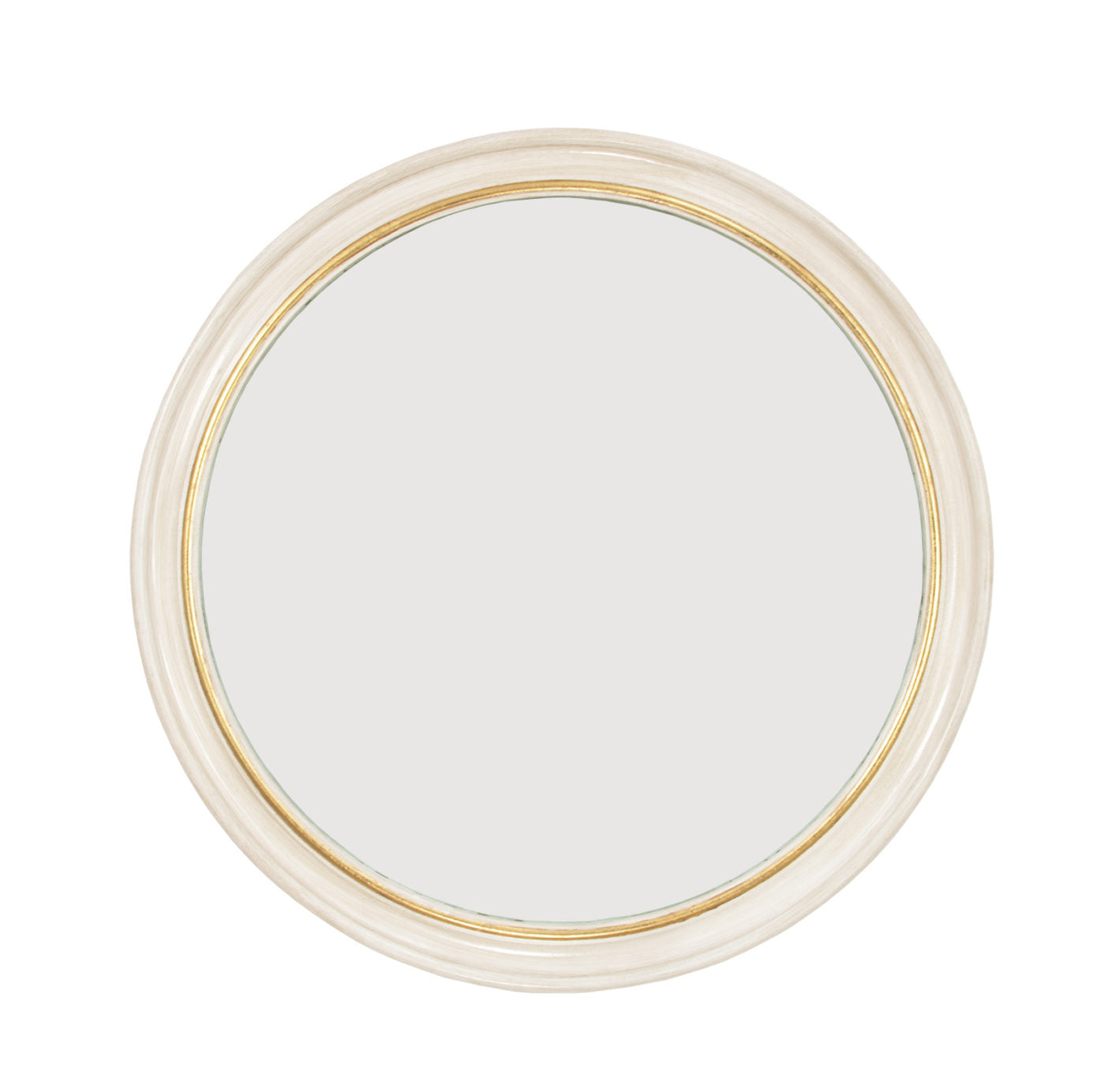 40" White/Gold Round Mirror