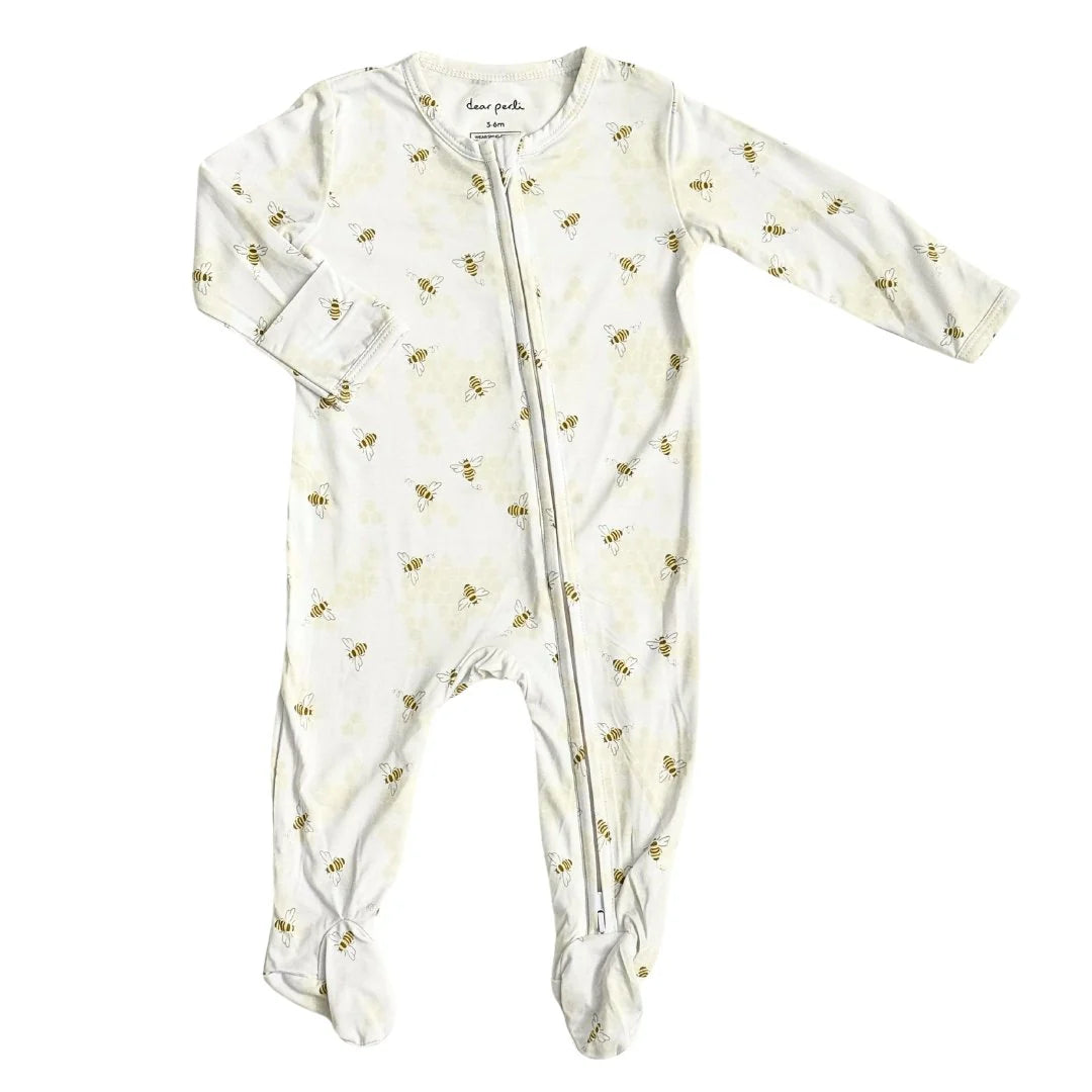 Busy Bees Footie Zippered One Piece