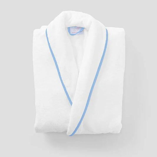 Women’s Long Signature Robe French Blue on White