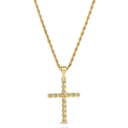 Vintage French Cross Necklace Gold