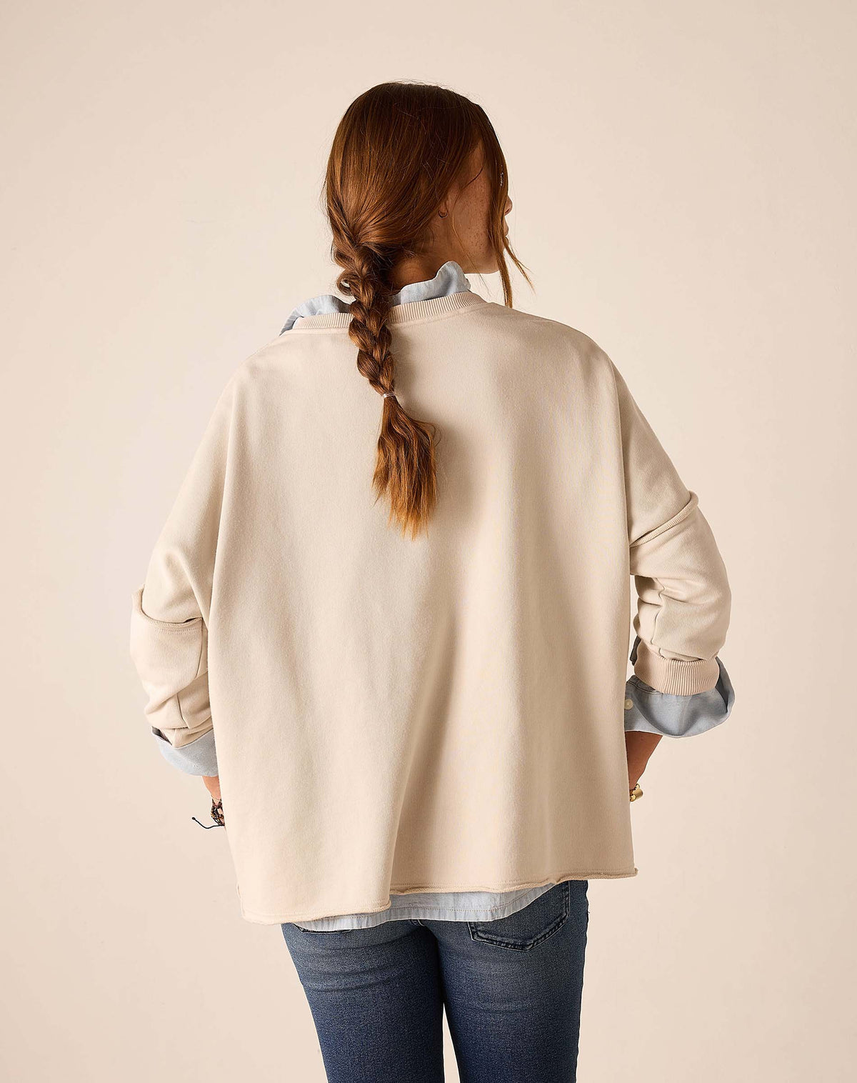 Frenchie Zip Side Crewneck Bone