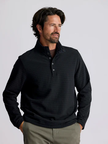 Gridback Fleece Snap Pullover Black