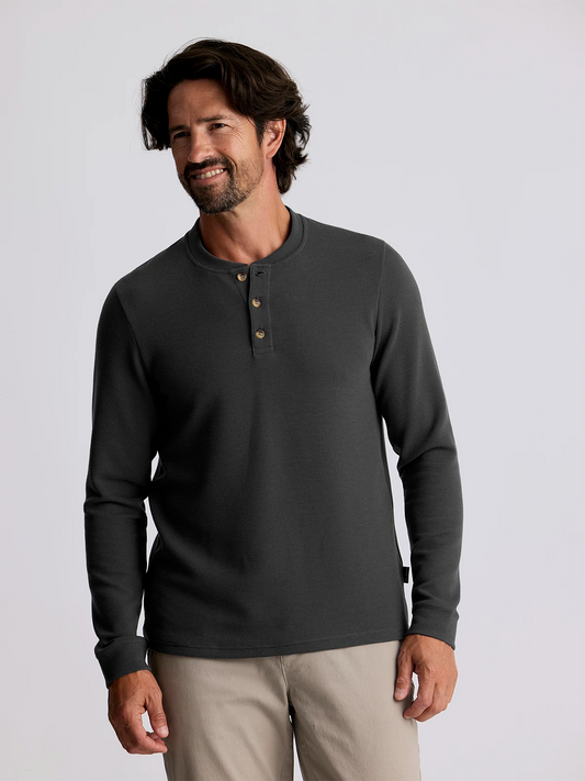 Men's Waffle Long Sleeve Henley Midnight