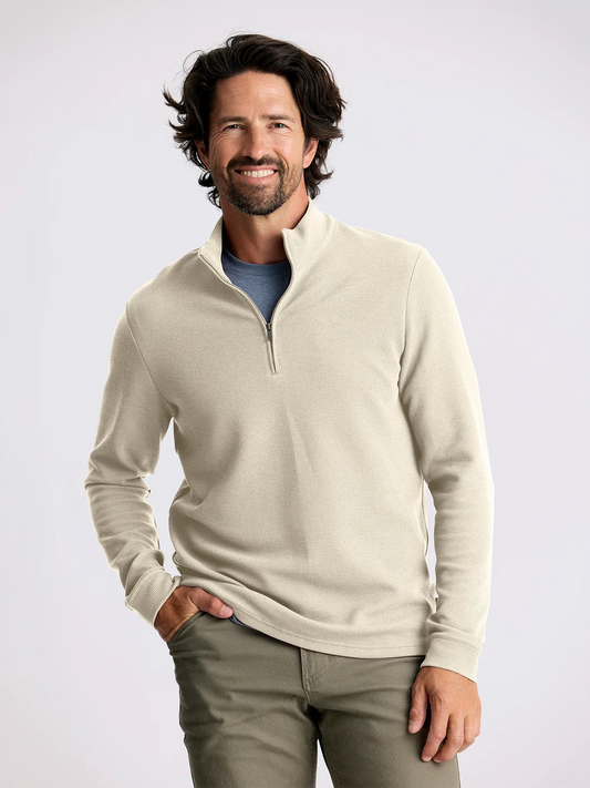 Men's Waffle Quarter Zip Sandstone