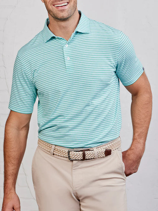 Cloud Polo - Brookline Stripe Waterfall Heather/Jungle