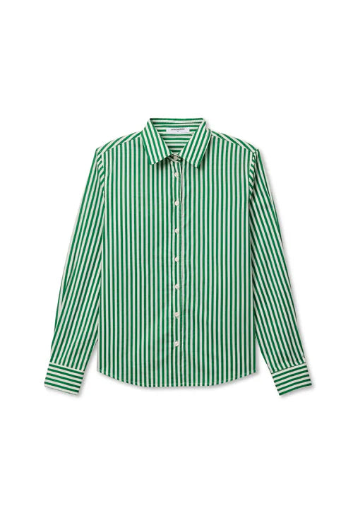 Poplin LS Woven Button Top Grass Stripe