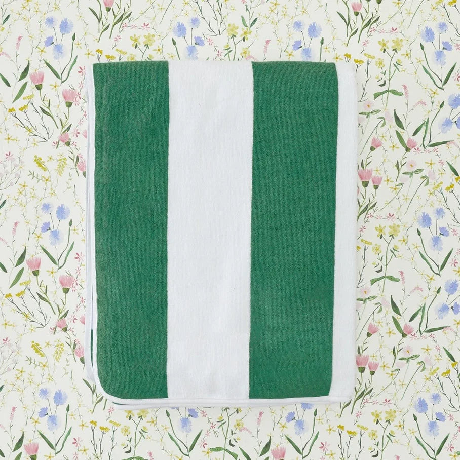 Beach Towel Green Cabana Stripe