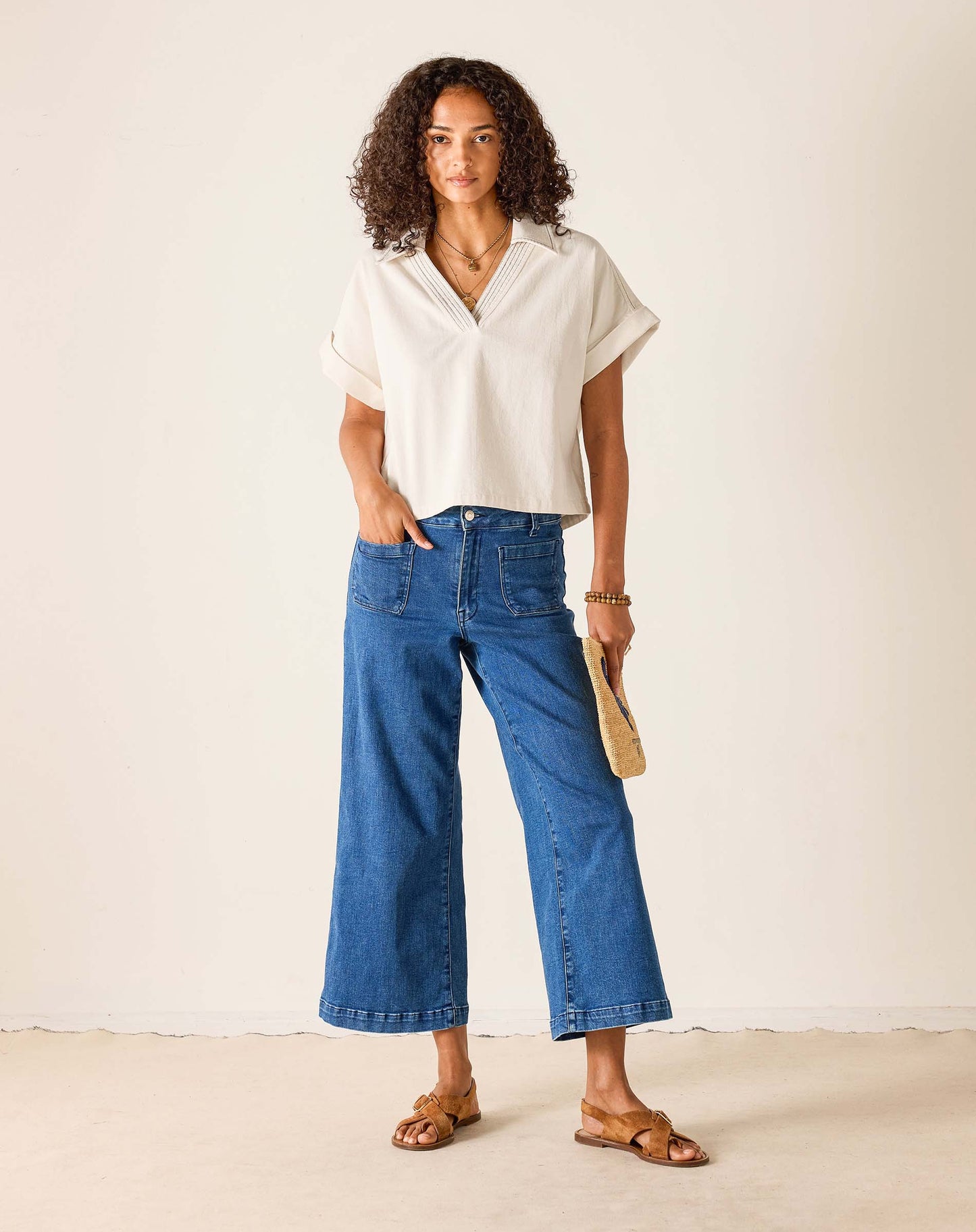 Hadley Twill Boxy Top Bone