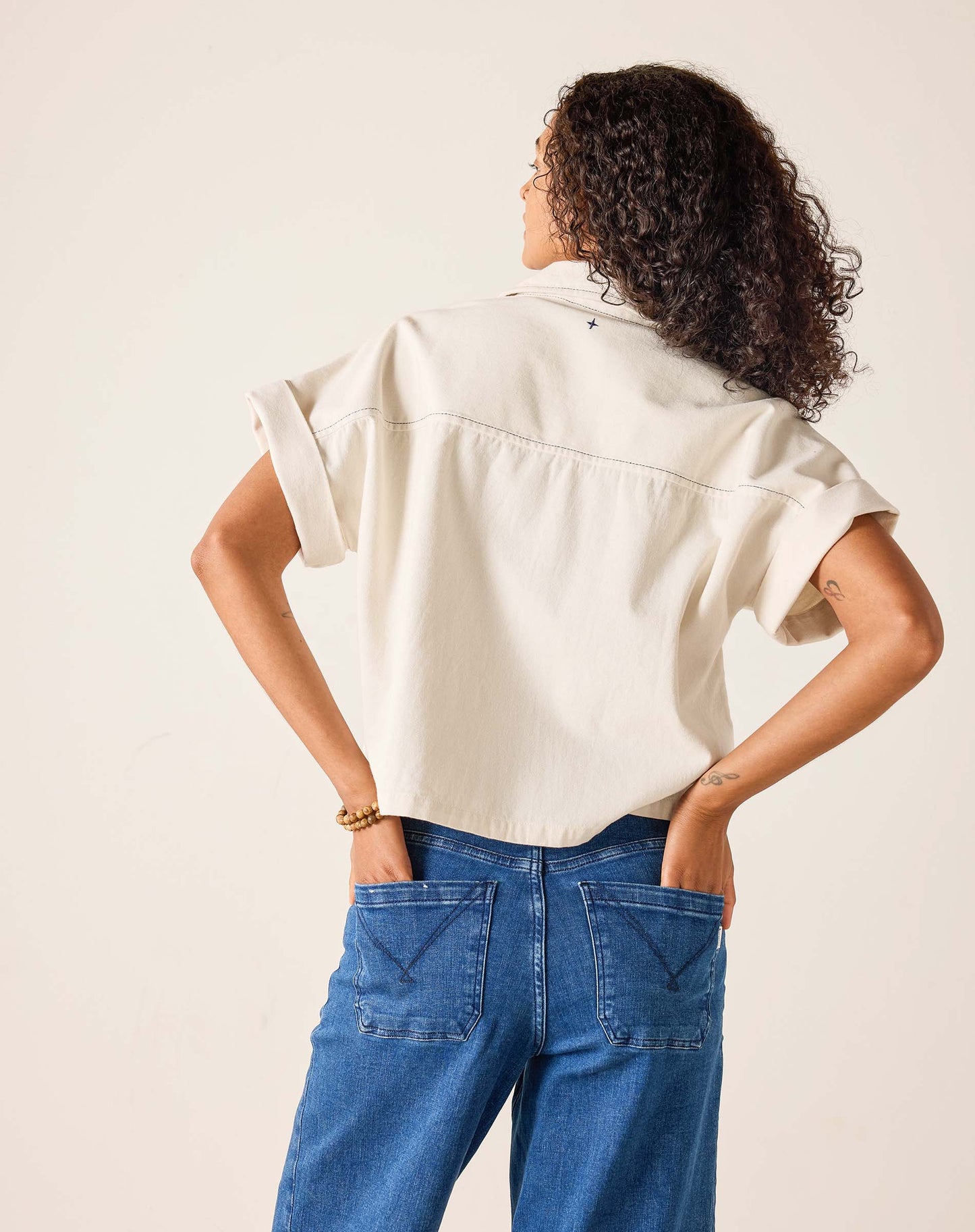 Hadley Twill Boxy Top Bone