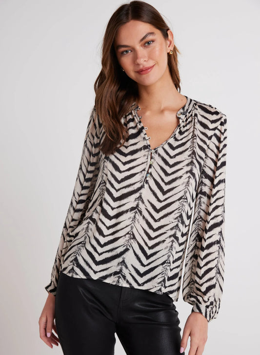 Half Placket Pullover Batik Chevron Print