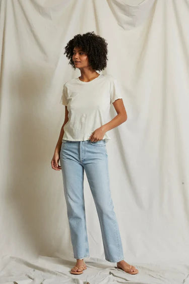 Harley Cotton Boxy Crewneck Tee Bright Ivory