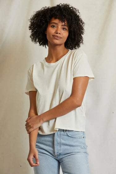 Harley Cotton Boxy Crewneck Tee Bright Ivory