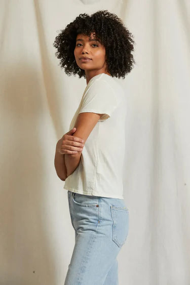 Harley Cotton Boxy Crewneck Tee Bright Ivory