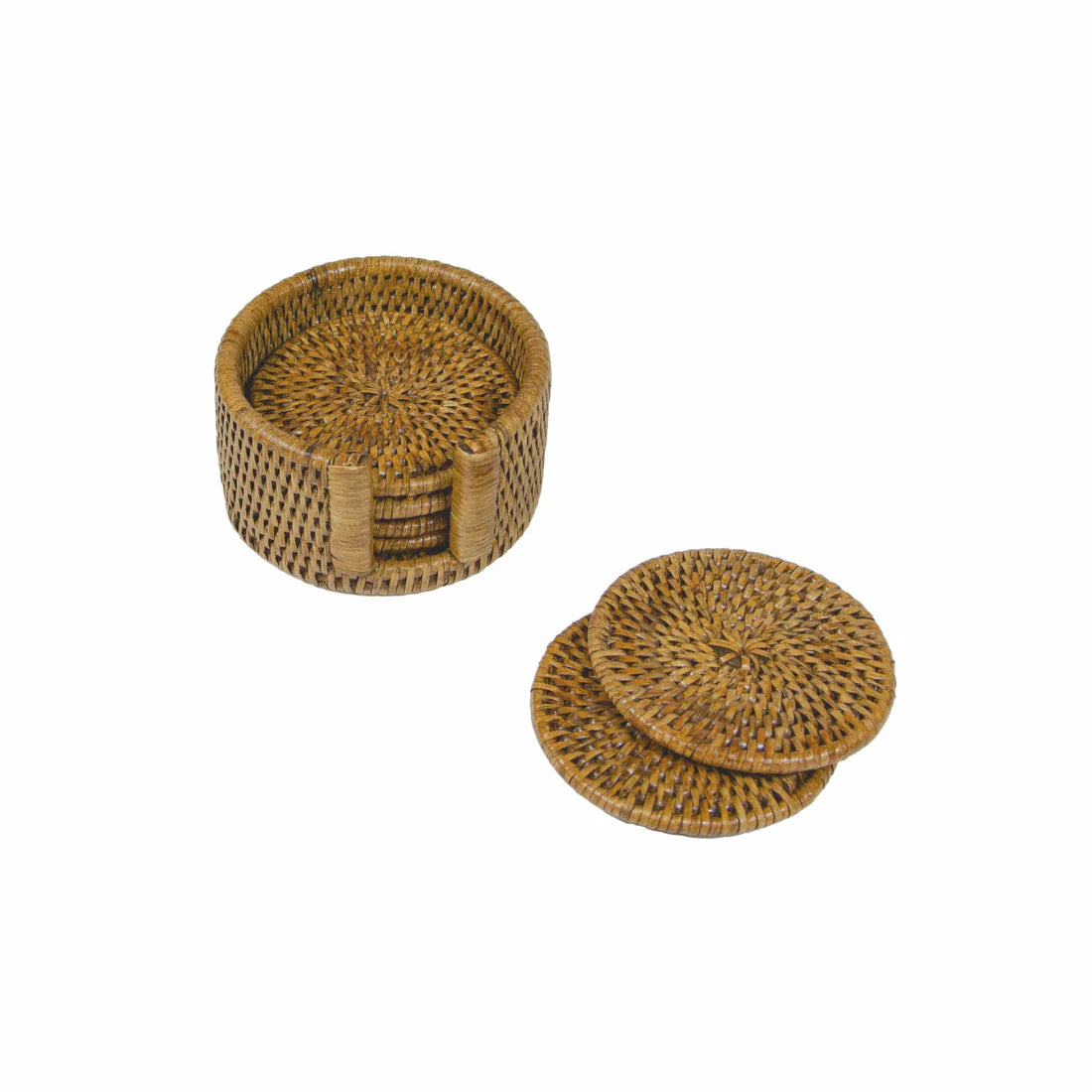 Honey Round Rattan Coaster S/6