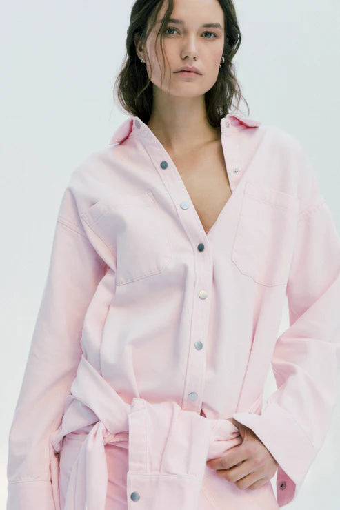 Elin Fluid Denim Shacket Blush