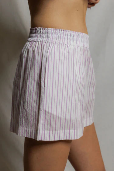 Poplin Short Ultraviolet White Stripe