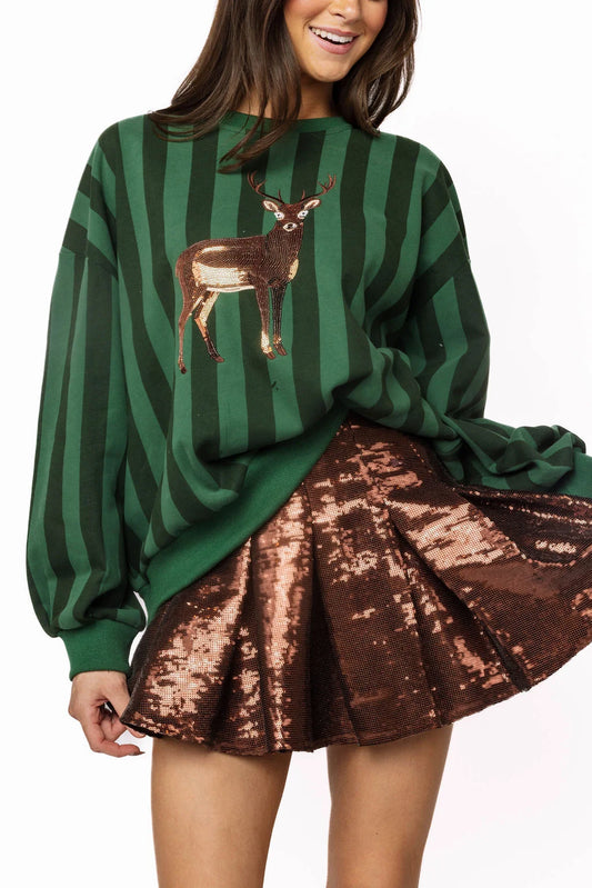 Green Striped Deer Sweatshirt