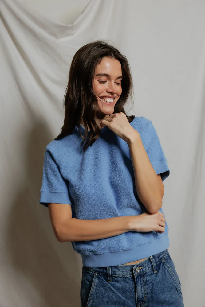 Fleece Short Sleeve Sweatshirt Pacific Blue
