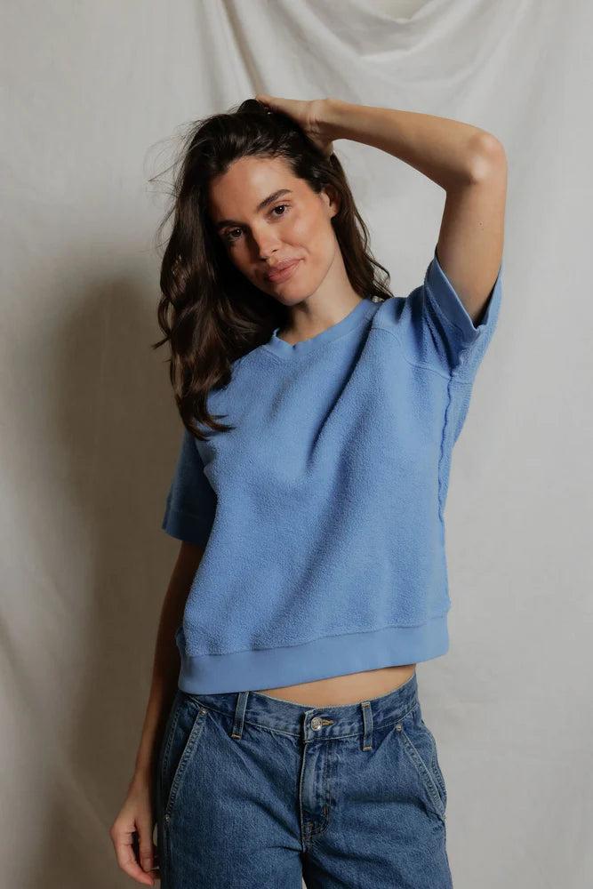 Fleece Short Sleeve Sweatshirt Pacific Blue