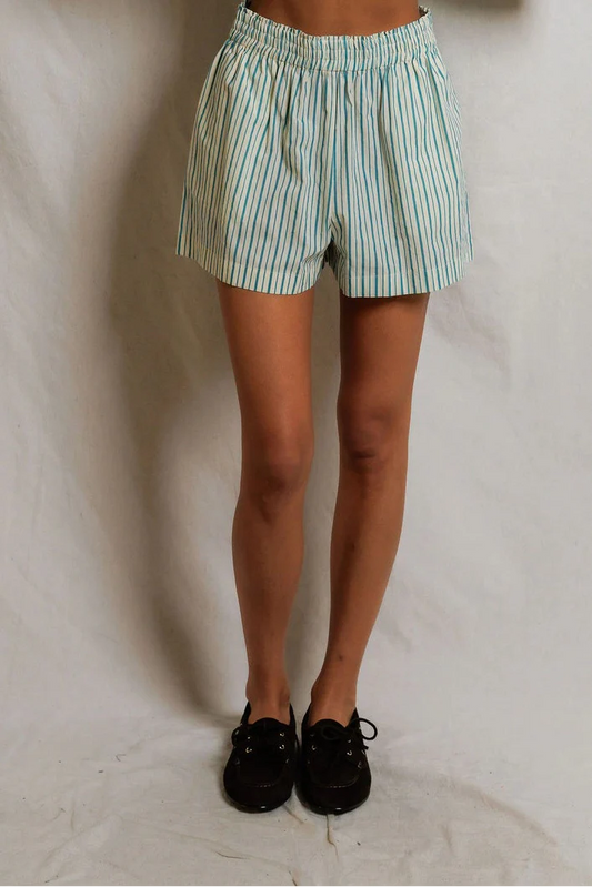 Poplin Short Teal Blue Sugar Stripe