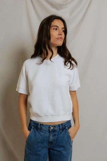 Fleece SS Crew Neck Sweatshirt White
