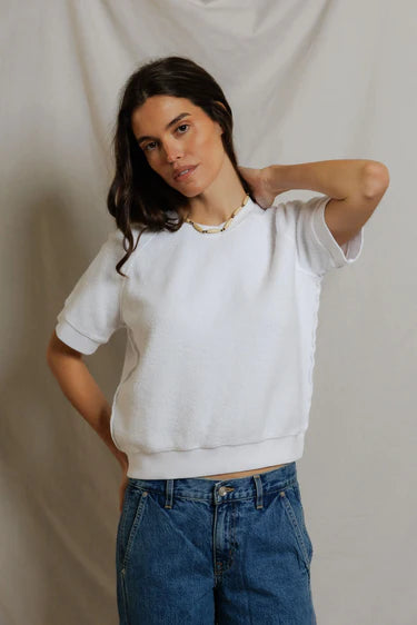 Fleece SS Crew Neck Sweatshirt White