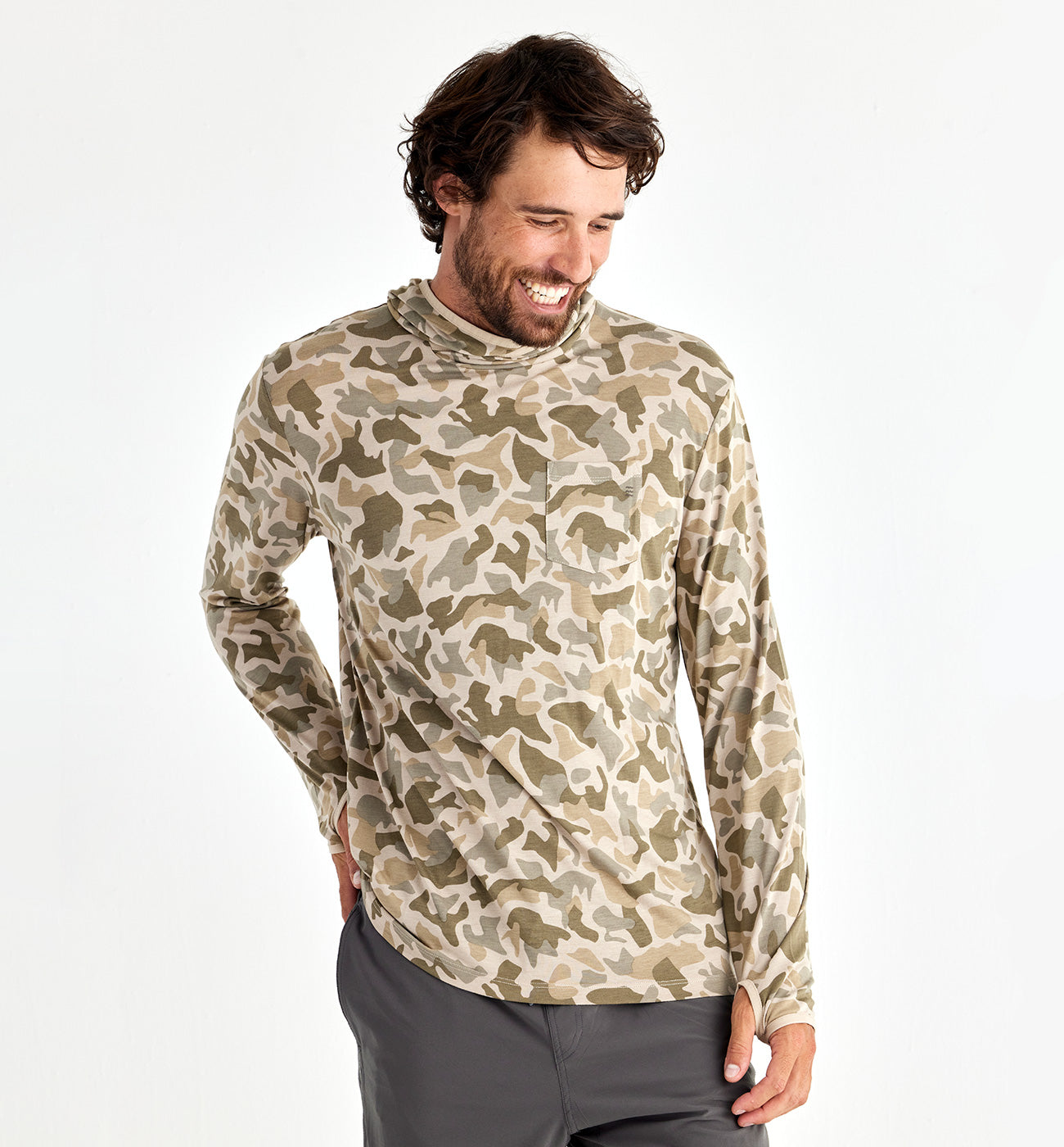 Men's Bamboo Lightweight Hoodie Barrier Island Camo