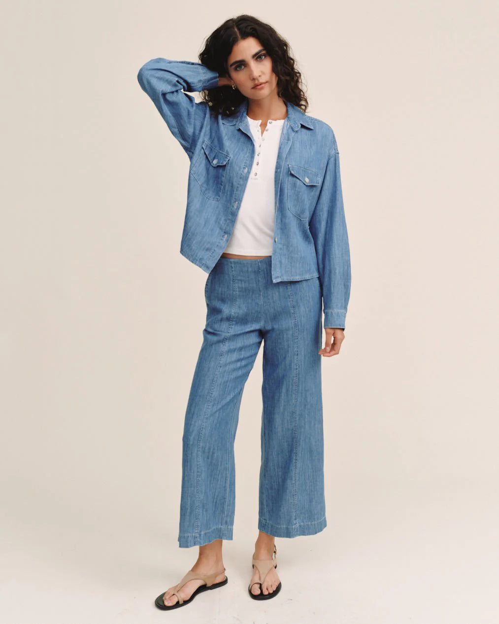Long Sleeve Flap Pocket Shirt Island Blue Wash