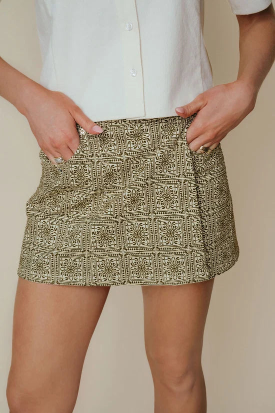 Emma Skort Olive Tile