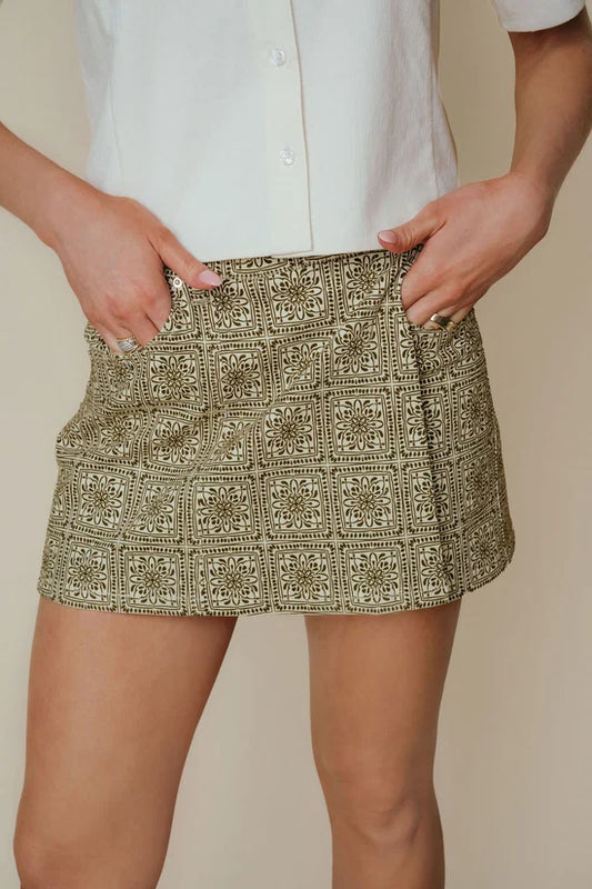 Emma Skort Olive Tile