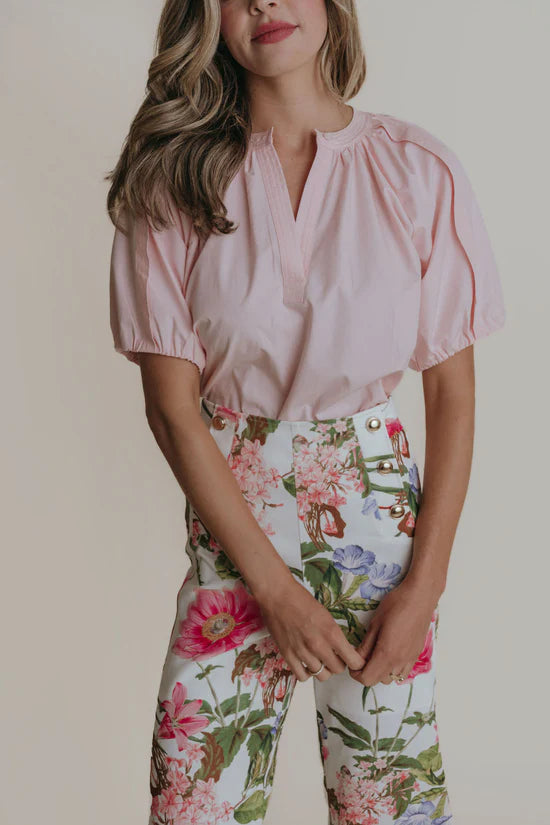 Henley Top Light Pink