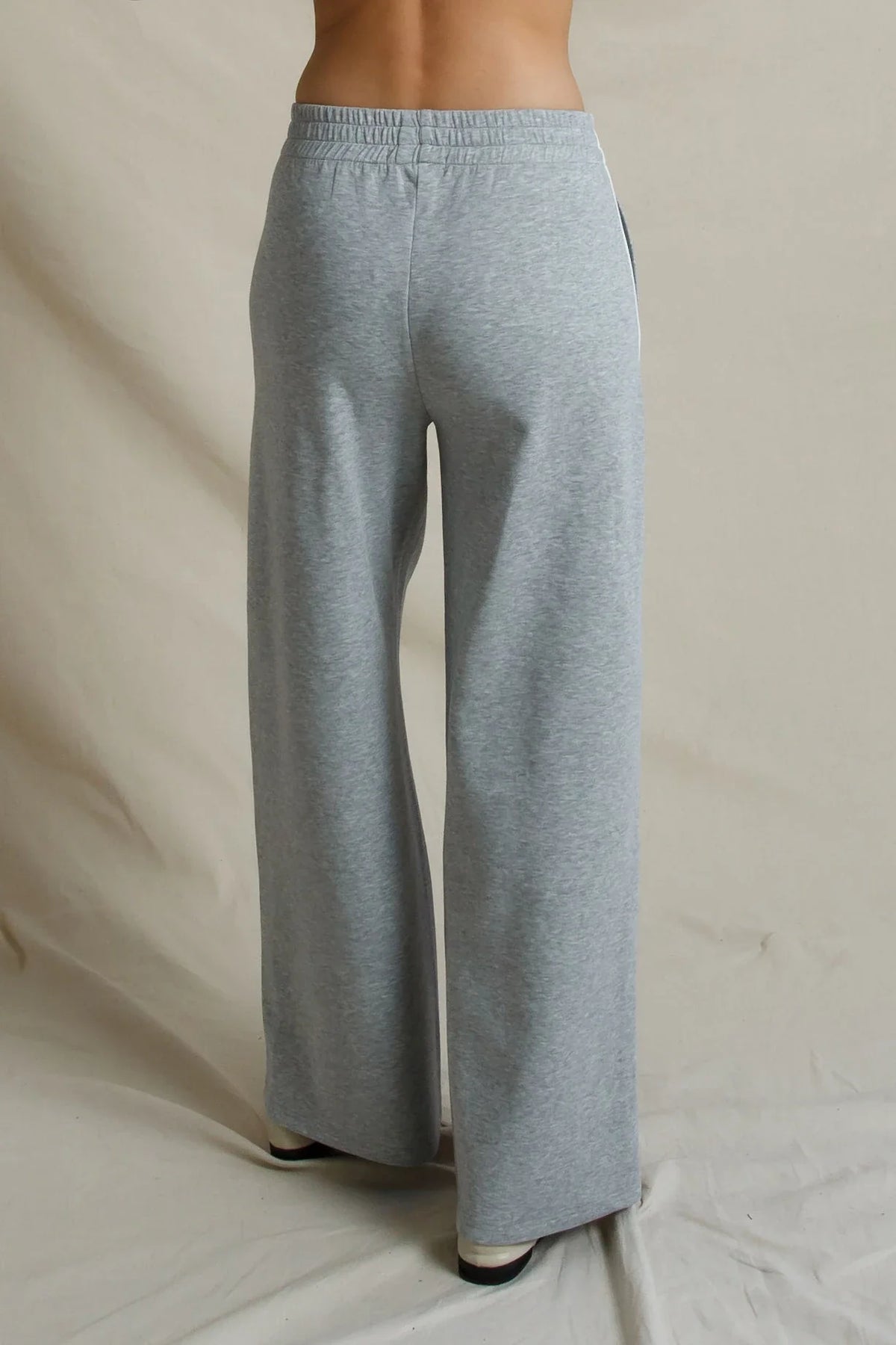 Pureform Wide Leg Pant with Stripe Heather Grey