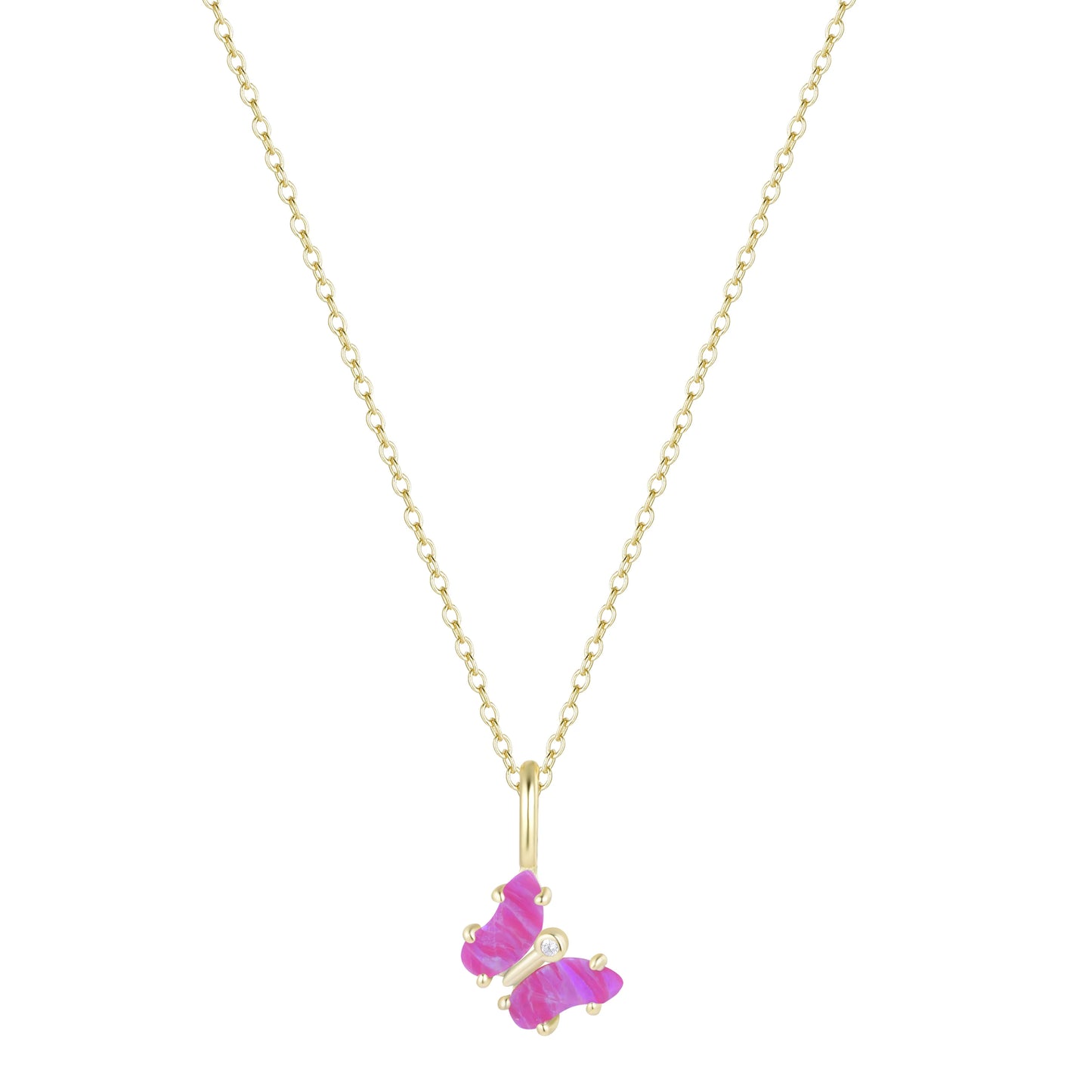 Mini Opal Butterfly Charm Necklace