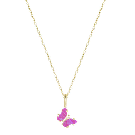 Mini Opal Butterfly Charm Necklace