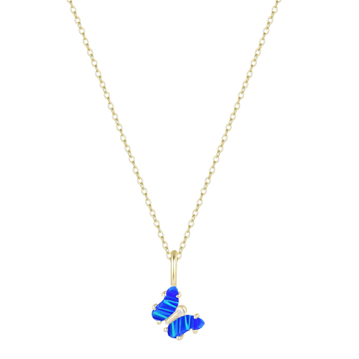 Mini Opal Butterfly Charm Necklace