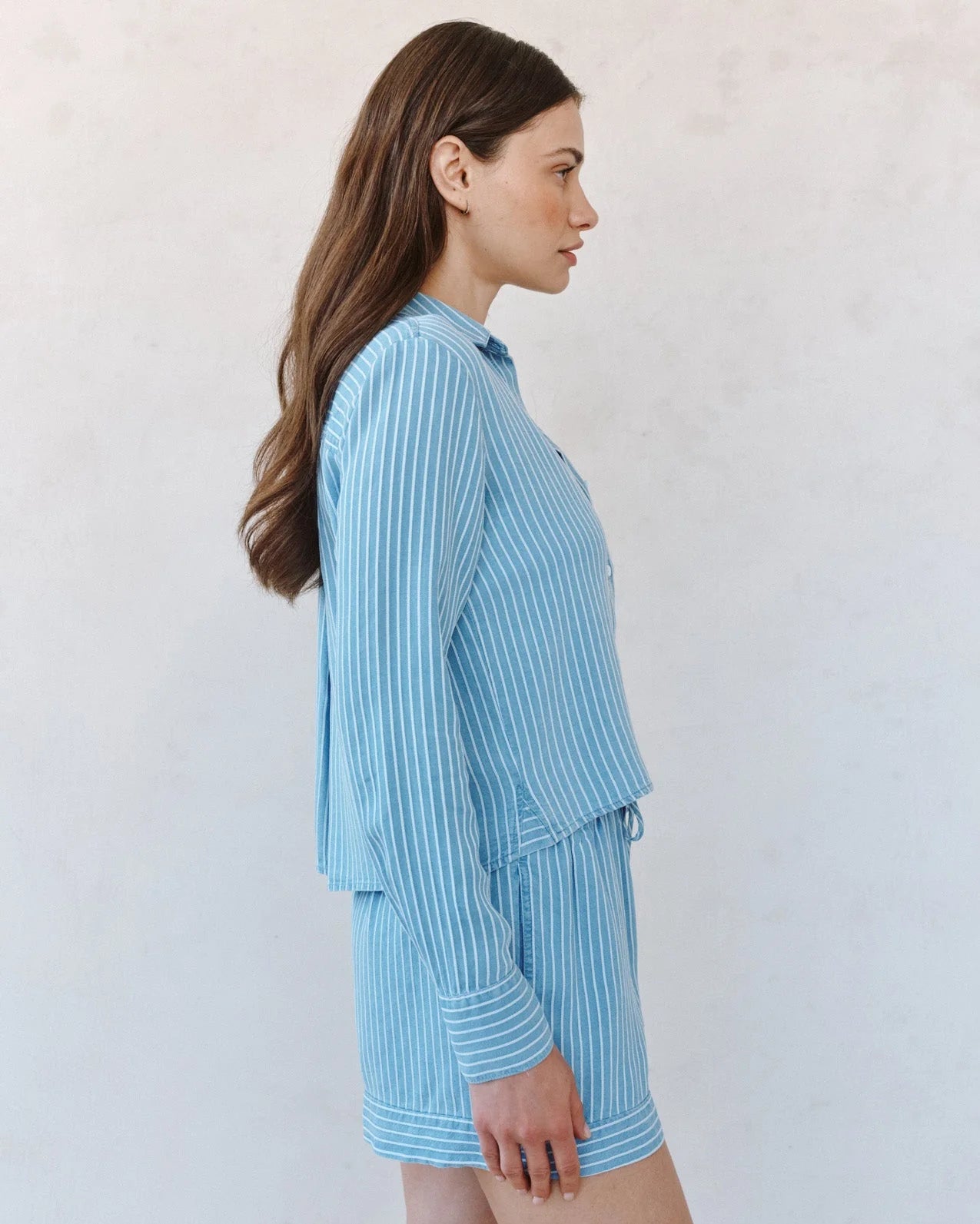 Mixed Stripe Button Down Shirt Coastal Stripe Wash