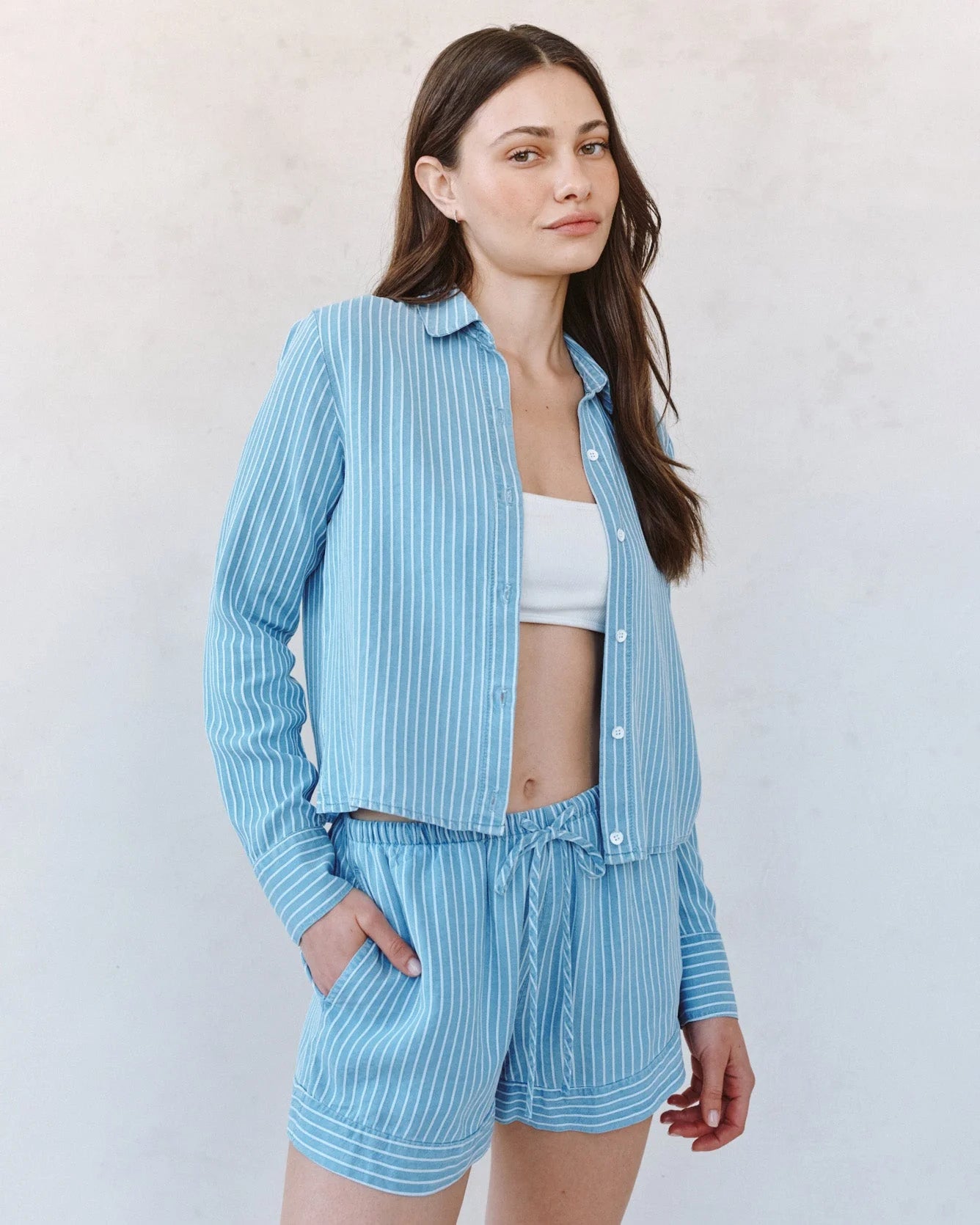 Mixed Stripe Button Down Shirt Coastal Stripe Wash