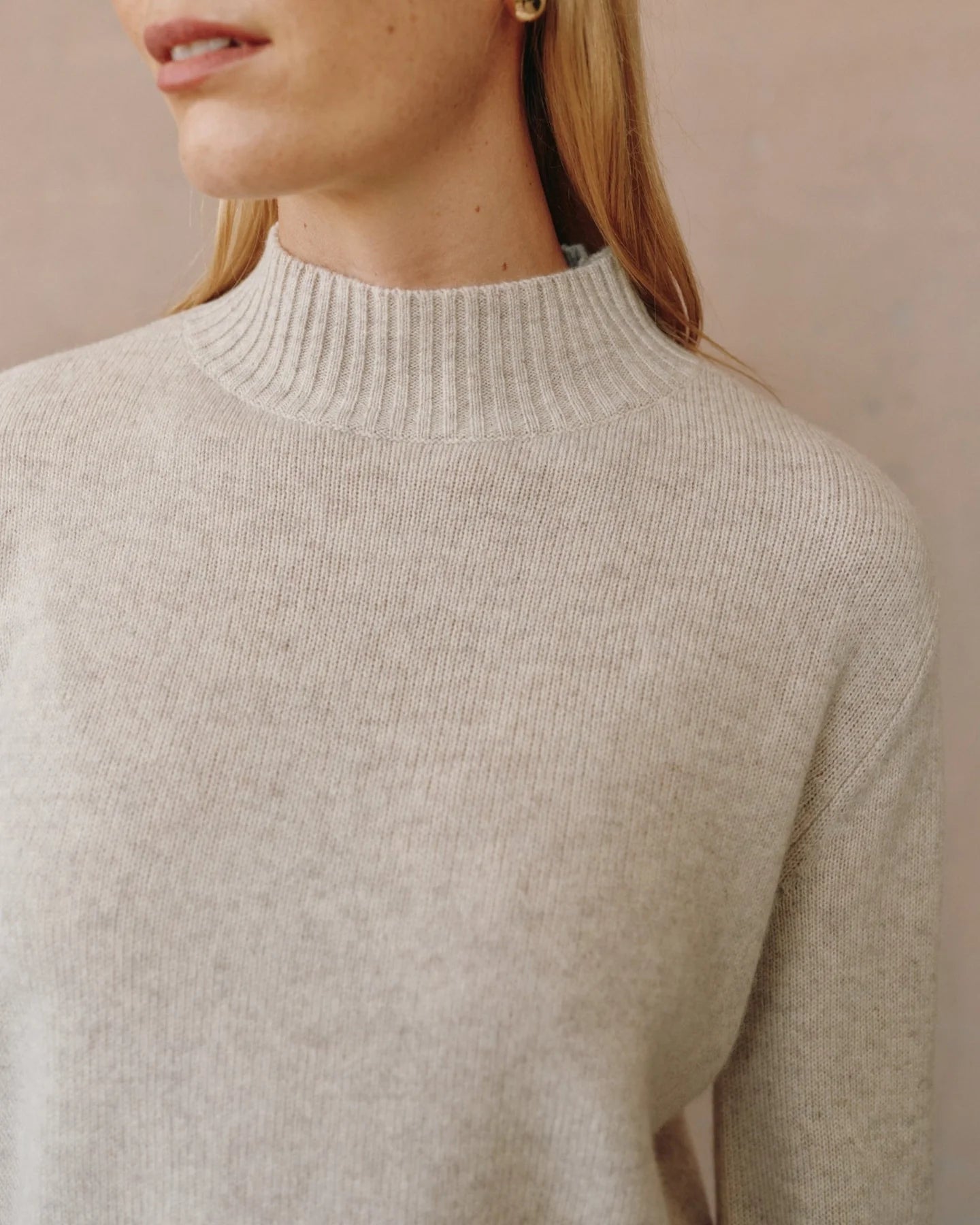 Mock Neck Sweater Ivory Oat