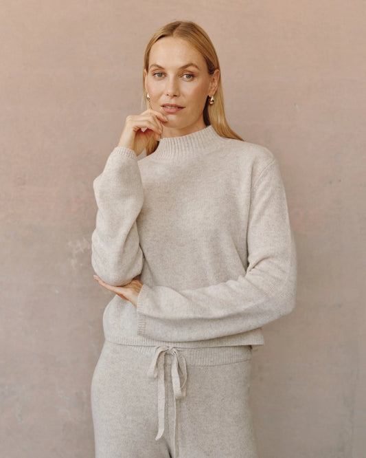 Mock Neck Sweater Ivory Oat