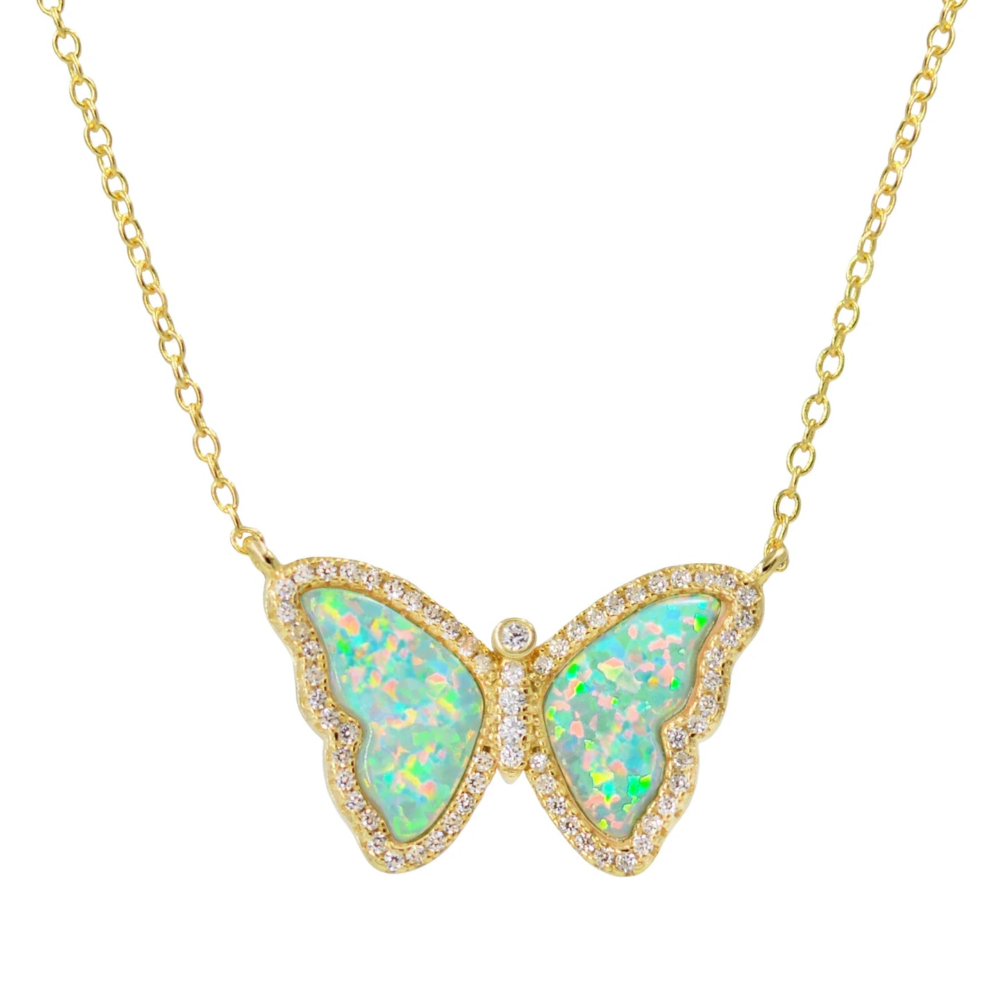 Light Green Opal Butterfly Necklace