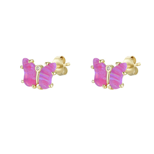 Fuchsia Opal Butterfly Studs