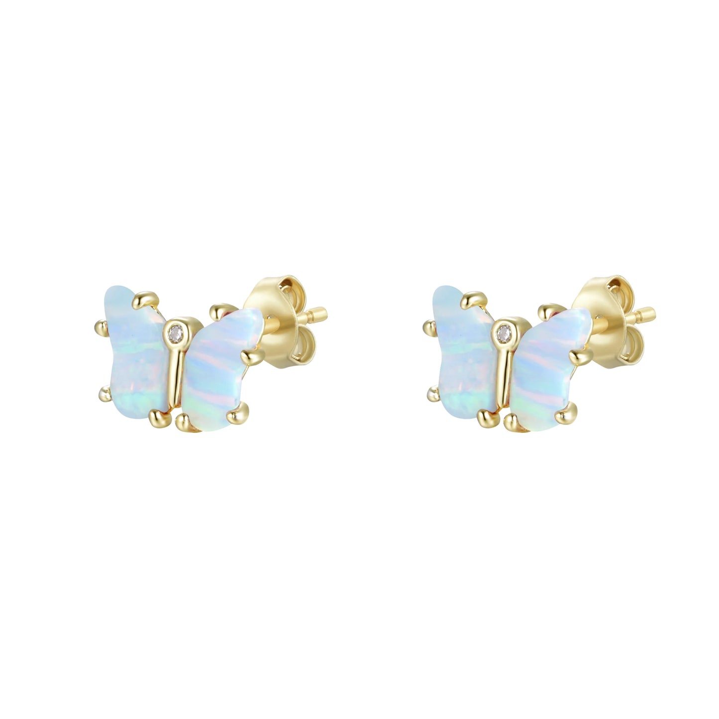 Light Blue Opal Butterfly Studs