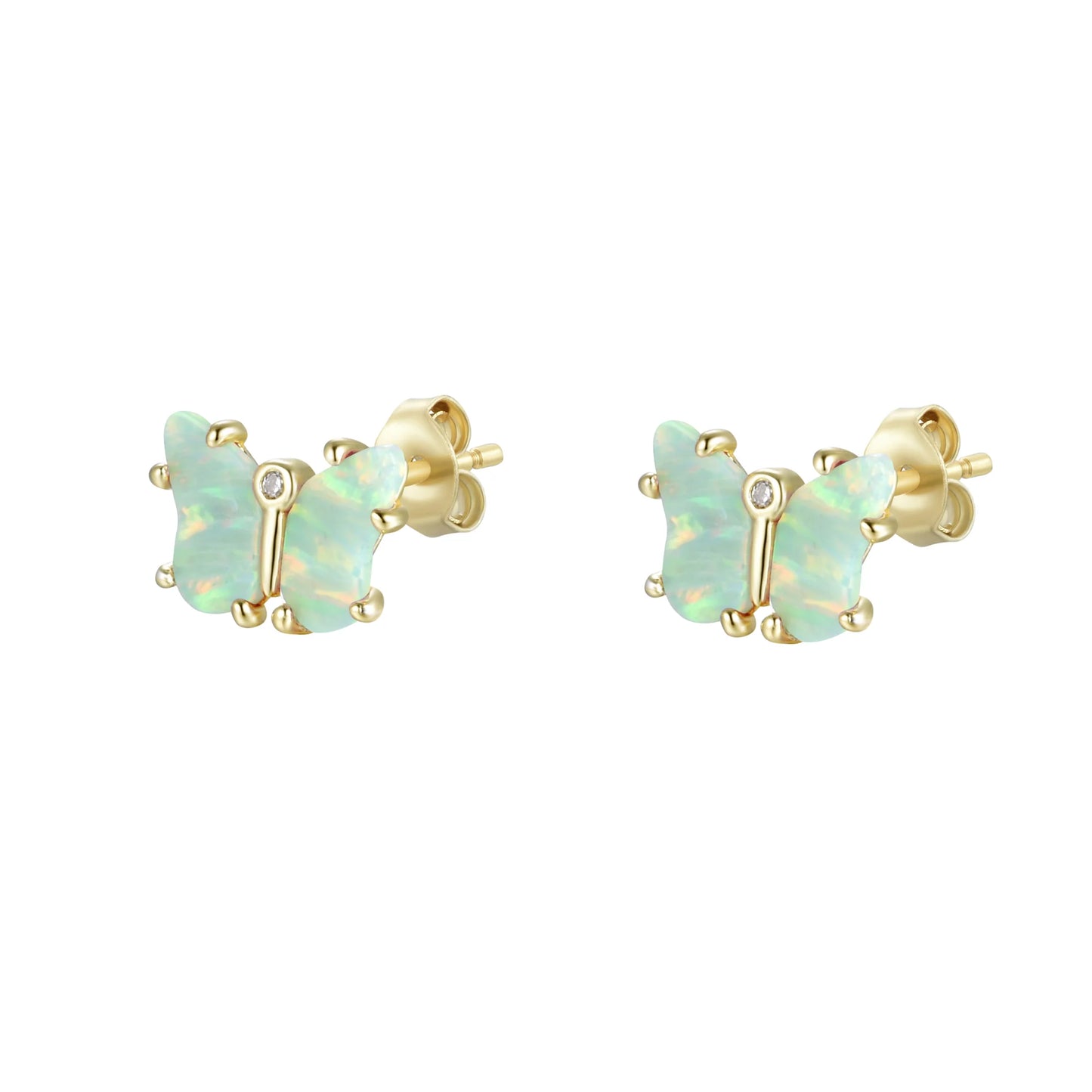 Light Green Opal Butterfly Studs