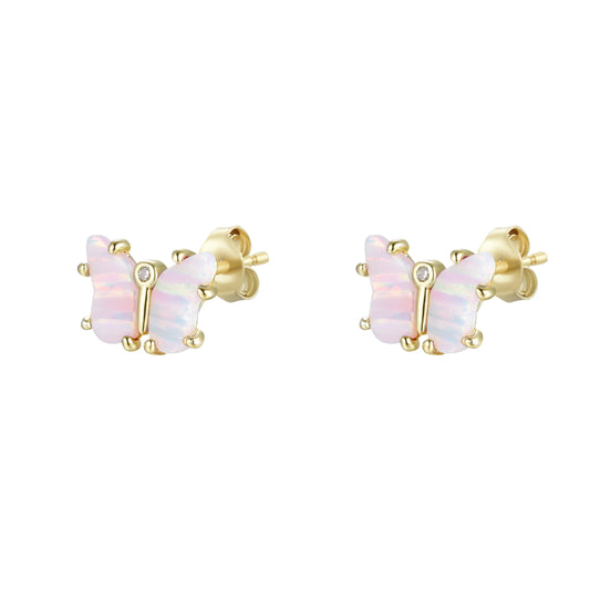 Light Pink Opal Butterfly Studs