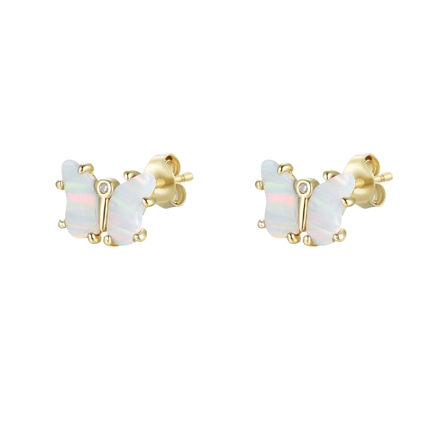 White Opal Butterfly Studs