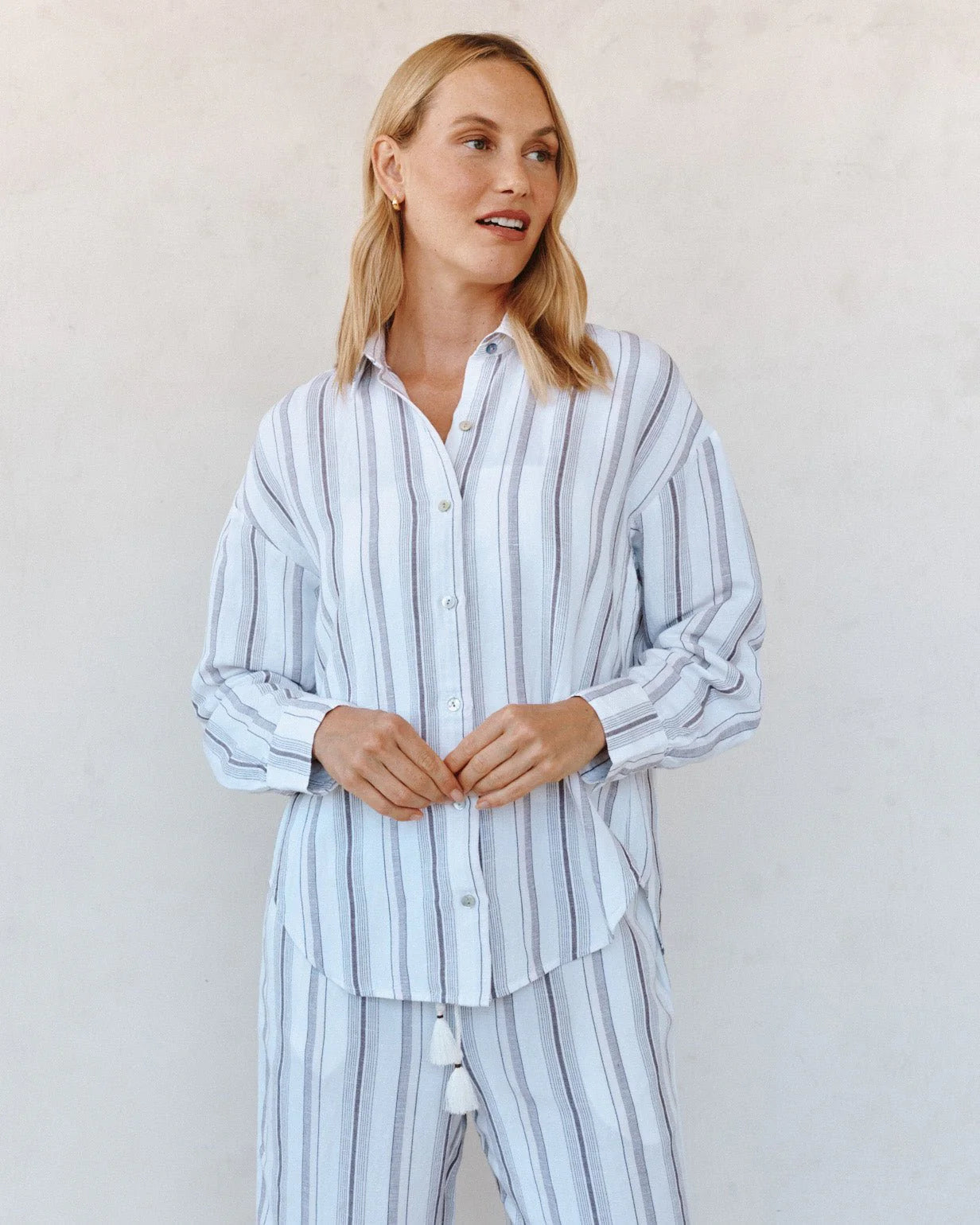 Oversized Clean Shirt Rosewood Stripe