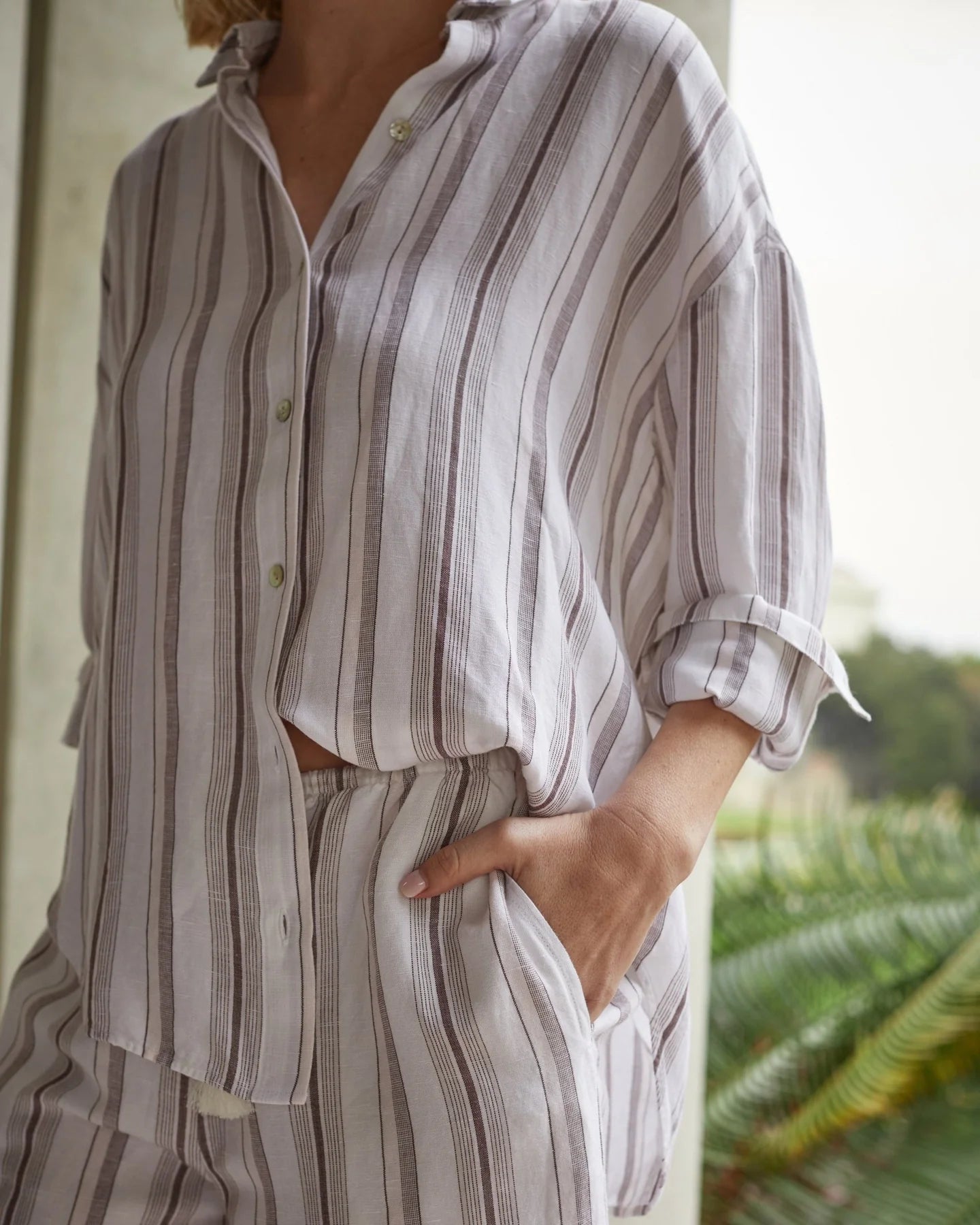 Oversized Clean Shirt Rosewood Stripe