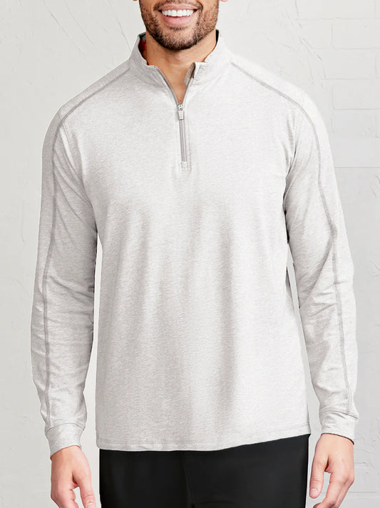 Carrollton Lightweight Quarter Zip Marble Heather & Shark Gray
