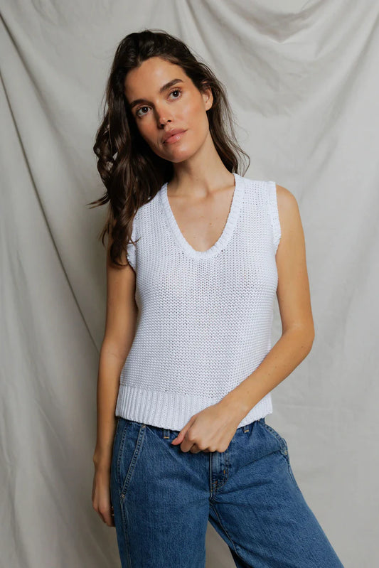 Sweater Neck Tank White