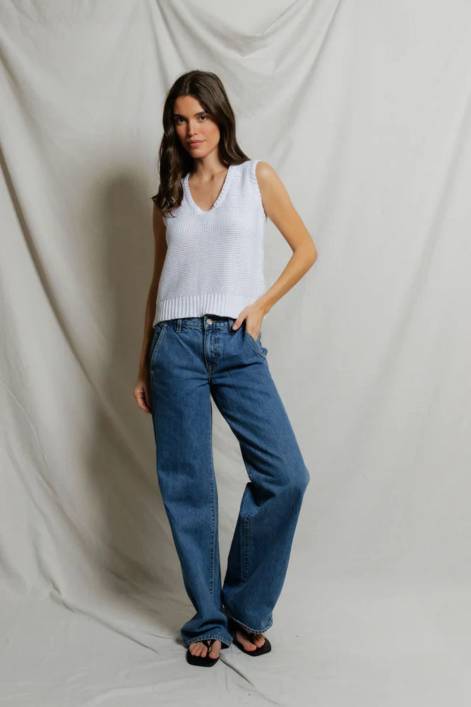 Sweater Neck Tank White